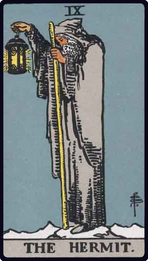 The Hermit tarot card from the Rider-Waite-Smith deck