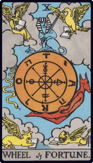 Wheel of Fortune tarot card from the Rider-Waite-Smith deck