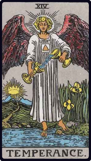 Temperance tarot card from the Rider-Waite-Smith deck