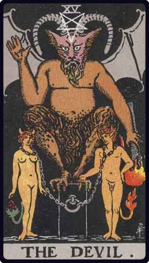 The Devil tarot card from the Rider-Waite-Smith deck