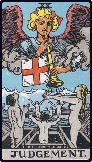 Judgement tarot card from the Rider-Waite-Smith deck