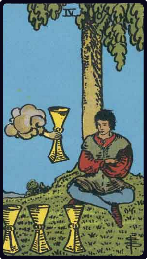 Four of Cups tarot card from the Rider-Waite-Smith deck