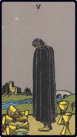 Five of Cups tarot card from the Rider-Waite-Smith deck