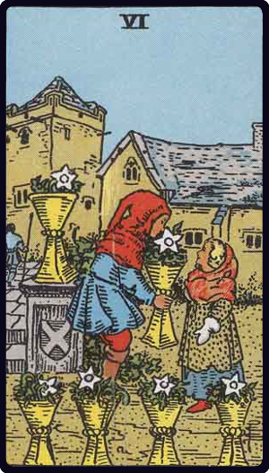Six of Cups tarot card from the Rider-Waite-Smith deck