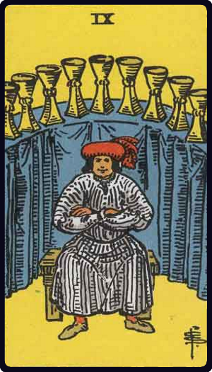 Nine of Cups tarot card from the Rider-Waite-Smith deck