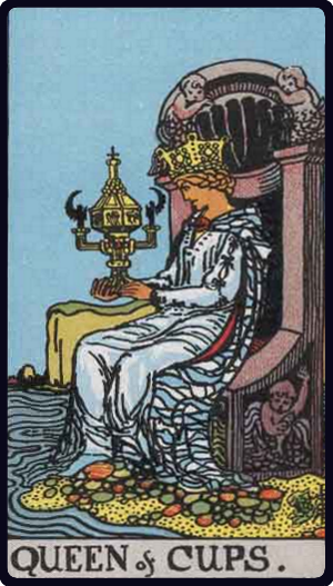 Queen of Cups tarot card from the Rider-Waite-Smith deck