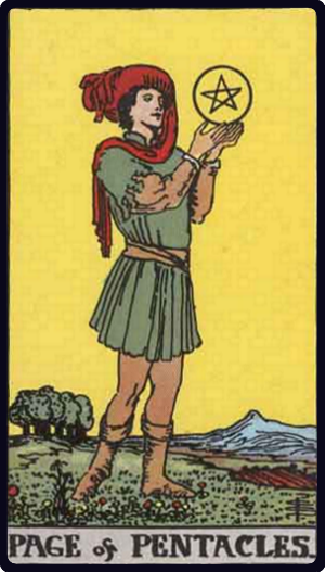 Page of Pentacles tarot card from the Rider-Waite-Smith deck