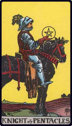 Knight of Pentacles tarot card from the Rider-Waite-Smith deck