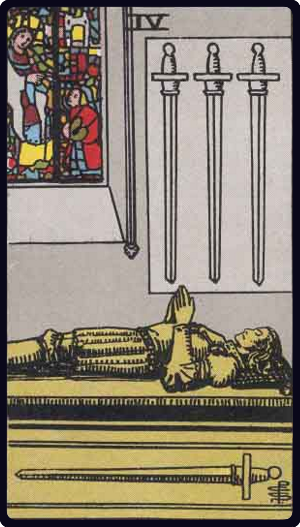 Four of Swords tarot card from the Rider-Waite-Smith deck