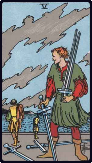 Five of Swords tarot card from the Rider-Waite-Smith deck