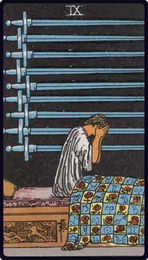 Nine of Swords tarot card from the Rider-Waite-Smith deck