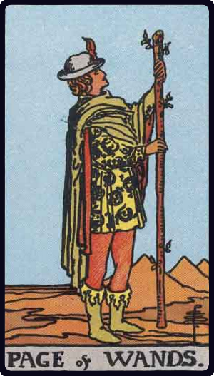 Page of Wands tarot card from the Rider-Waite-Smith deck